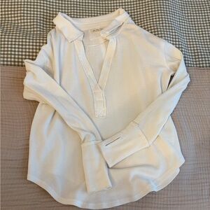 White Long Sleeve Henley Shirt